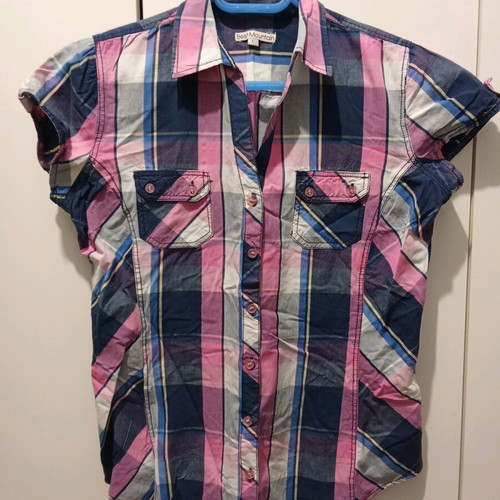Short-sleeve summer women's checkered shirt like new, size L