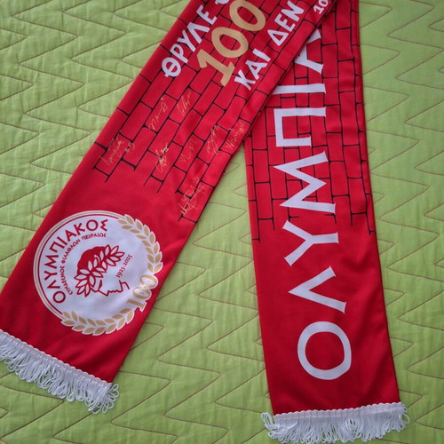 Olympiacos Anniversary Scarf 100 Years, like new, signed