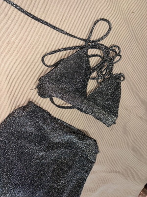 Set black with silver glitter, new, size S