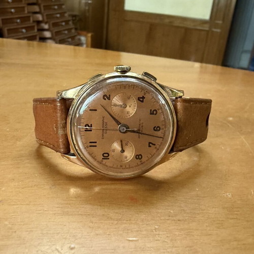 Chronographe Suisse vintage chronograph 18K gold used
