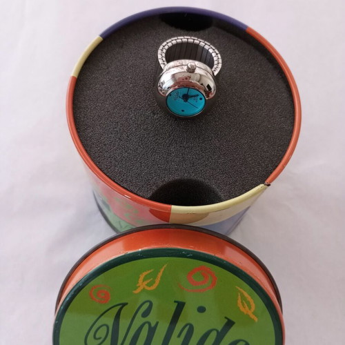 Vintage Valido Orologi Ring Watch turquoise silver, like new