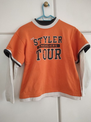 Energiers Styler Tour παιδική μπλούζα με μακρύ μανίκι σε πορτοκαλί και λευκό, 140 εκ.