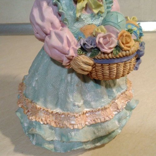 Ceramic Easter Bunny with Basket 1996, used decorative figurine