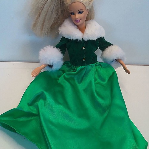white christmas dresses Barbie Doll Size Christmas Gown Or Dress With A Green Hat – Ron's Rescued  Treasures
