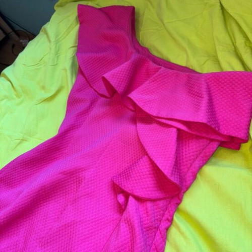 Desiree one-shoulder dress fuchsia like new