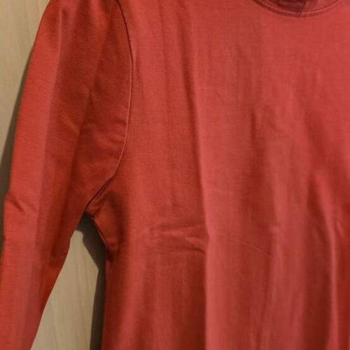 Zara Cotton Blouse New Red with Three-Quarter Sleeve and Low Turtleneck Size Medium