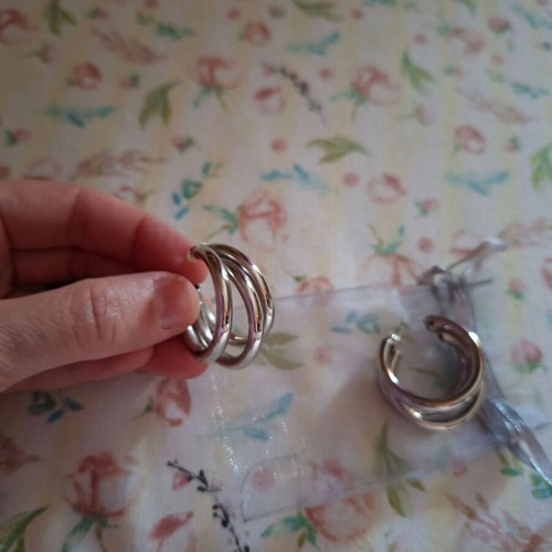 Earrings new, stainless steel, gray