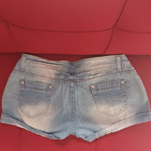 Denim shorts with decorative details, size S