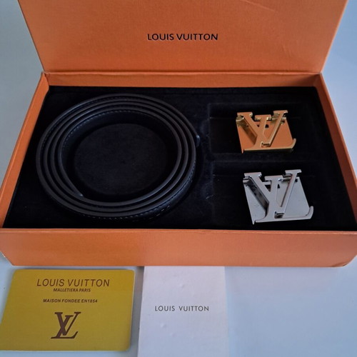 Louis Vuitton leather belt with interchangeable buckles