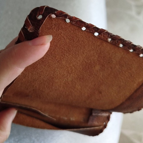 Old leather case used, for tobacco