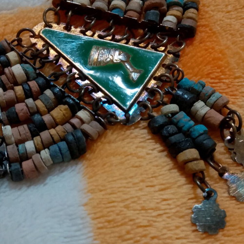 Vintage necklace with earrings used, Ancient Egypt theme