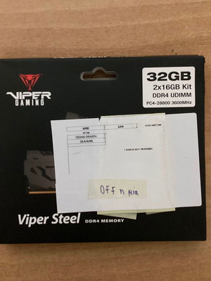Patriot Viper Steel DDR4 16GBx2 RAM 3600MHz για desktop, ένα module λειτουργεί