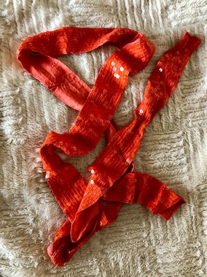 Orange belt scarf with sequins new, adjustable