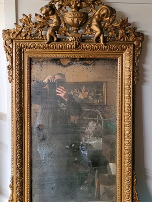 Antique old mirror used with carvings early 20th century