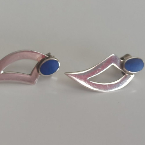 Handmade silver 925 earrings with lapis lazuli like new