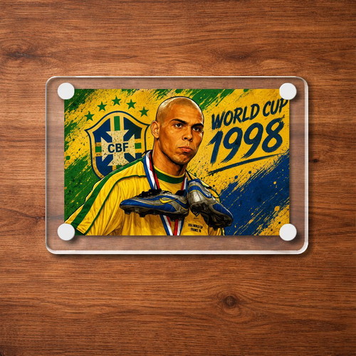 World Cup Magnet Brazil Ronaldo 1998 acrylic new