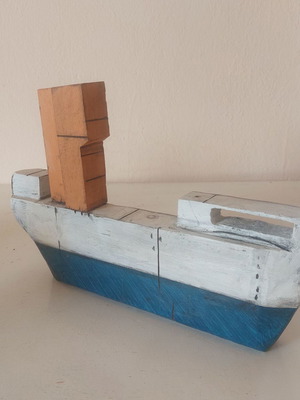 Ξύλινο καράβι για DIY διακοσμητικές κατασκευές, 37x25x4 cm