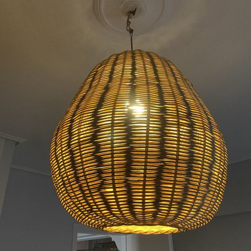 Bamboo Ceiling Light like new, large handmade quality