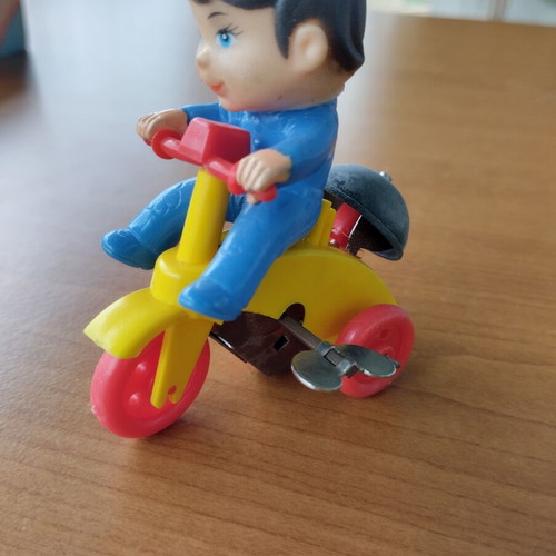 Boys Tricycle wind-up toy used, 1980s Greek made