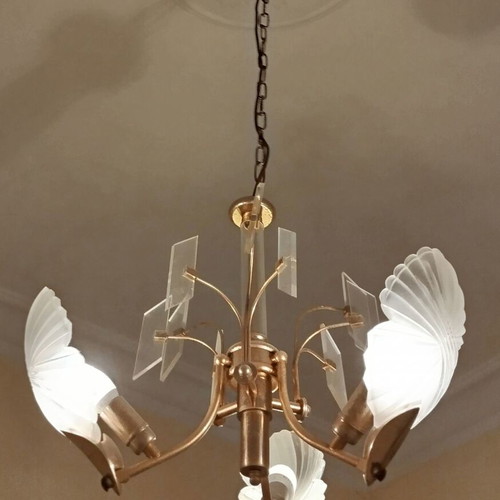 Vintage ceiling lights used, set of two, quadruple and triple