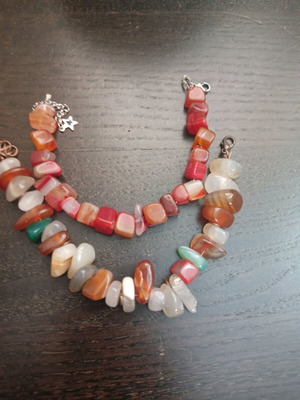 Bracelets 2 with natural irregular semi-precious stones like new