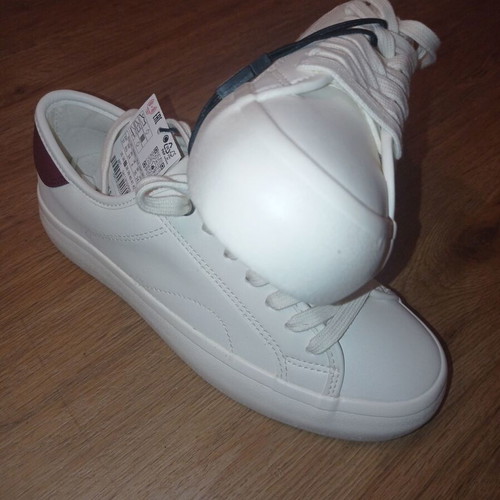 Zara flatform sneakers off-white with burgundy, size 37, like new