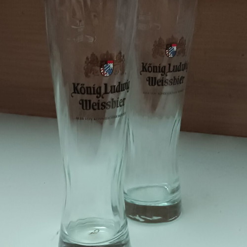 Konig Ludwig Weissbier beer glasses pack of 2, new