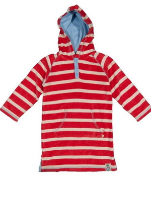 Frugi bathrobe red striped unisex 5-6 years new, organic