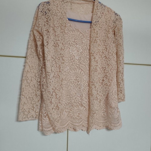 Blouse and bolero lace set, salmon color