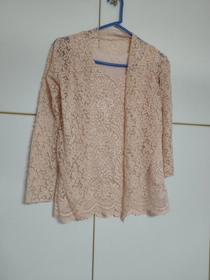 Blouse and bolero lace set, salmon color