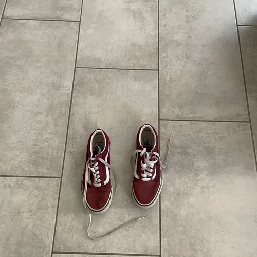 Vans athletic shoes like new, burgundy with white stripe, size 37
