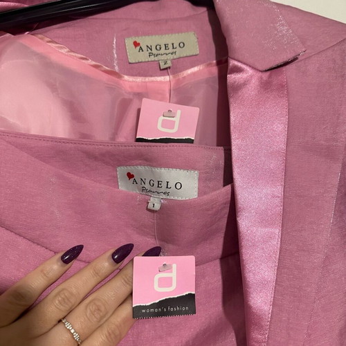 Angelo Psarros women's suit new, pink jacket with skirt