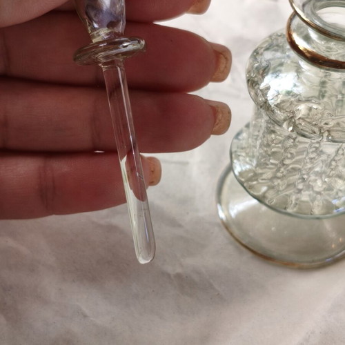 Vintage handmade glass perfume bottles used, pair