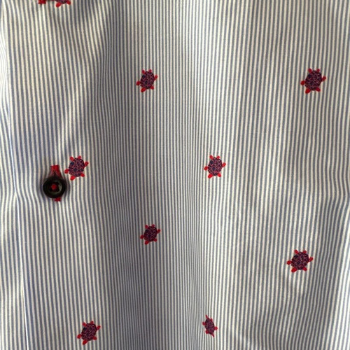 Men's shirt new striped with red turtles slim fit size L