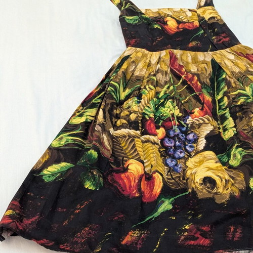 Vintage-Style Still Life Fruit Basket Dress tailor made, like new
