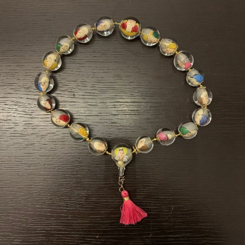 Glass prayer beads with reverse painting used, China, set of 20