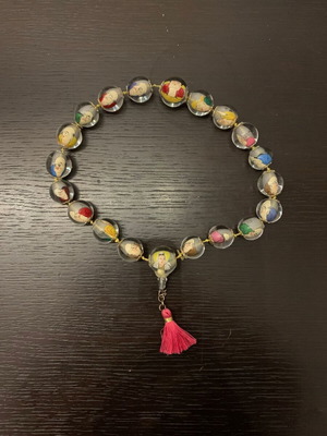 Glass prayer beads with reverse painting used, China, set of 20