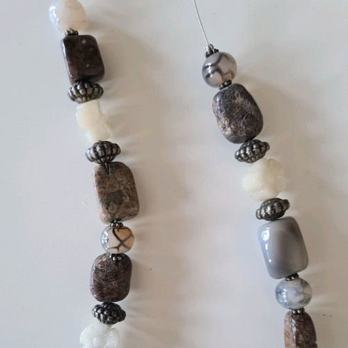 Handmade necklace like new with glass beads and stainless steel