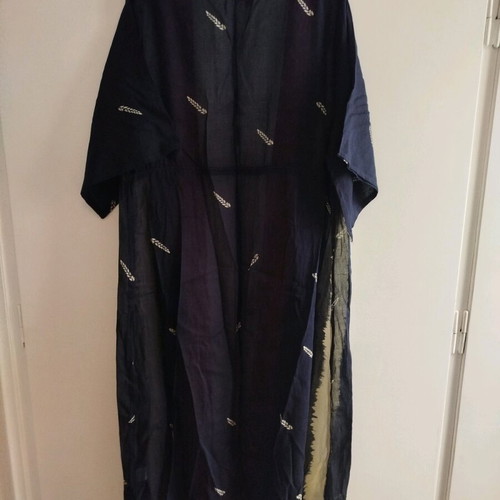 Kimono pareo dark blue with red stripes and beige ears like new