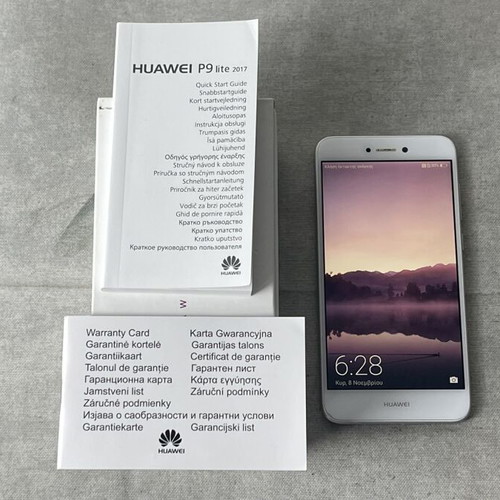 Huawei P9 Lite 2017 smartphone used, white, fully working with manuals