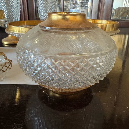 Porcelain decorative set used, Bohemian crystal