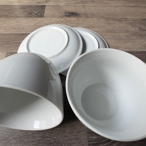 Set of 2 white coffee cups with saucers like new, minimal design