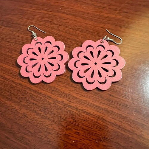 Handmade wooden earrings like new, purple