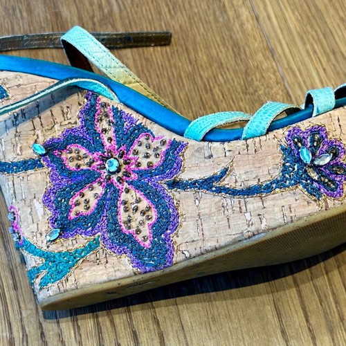 Italian platform sandals size 36-37, multicolor