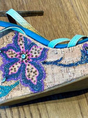 Italian platform sandals size 36-37, multicolor