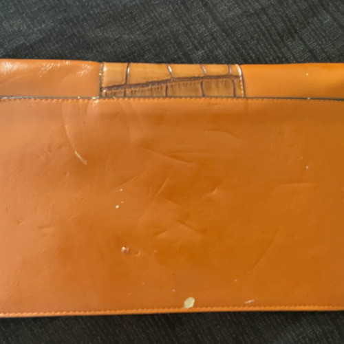Axel women's clutch bag used, tan orange with croco detail