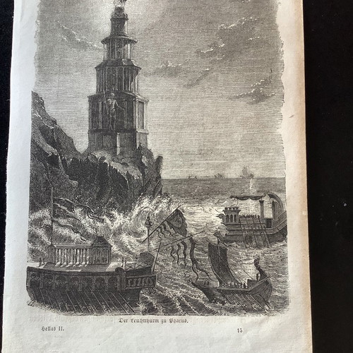 The Lighthouse of Alexandria woodcut used 1860