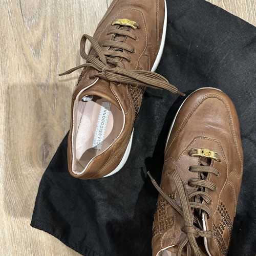 Classico leather shoes with strass, size 39, brown