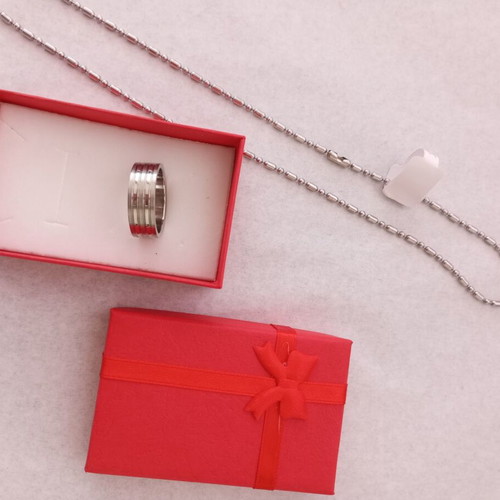 Stainless Steel Necklace and Unisex Ring Gift Set