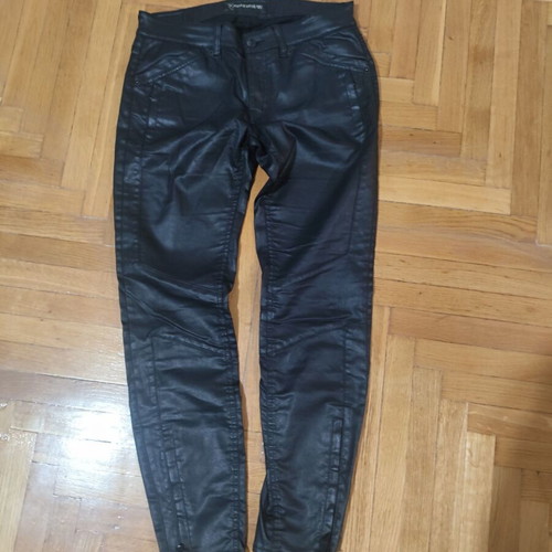 Drykorn Black Shiny Cotton Motorcycle Style Pants Size L New